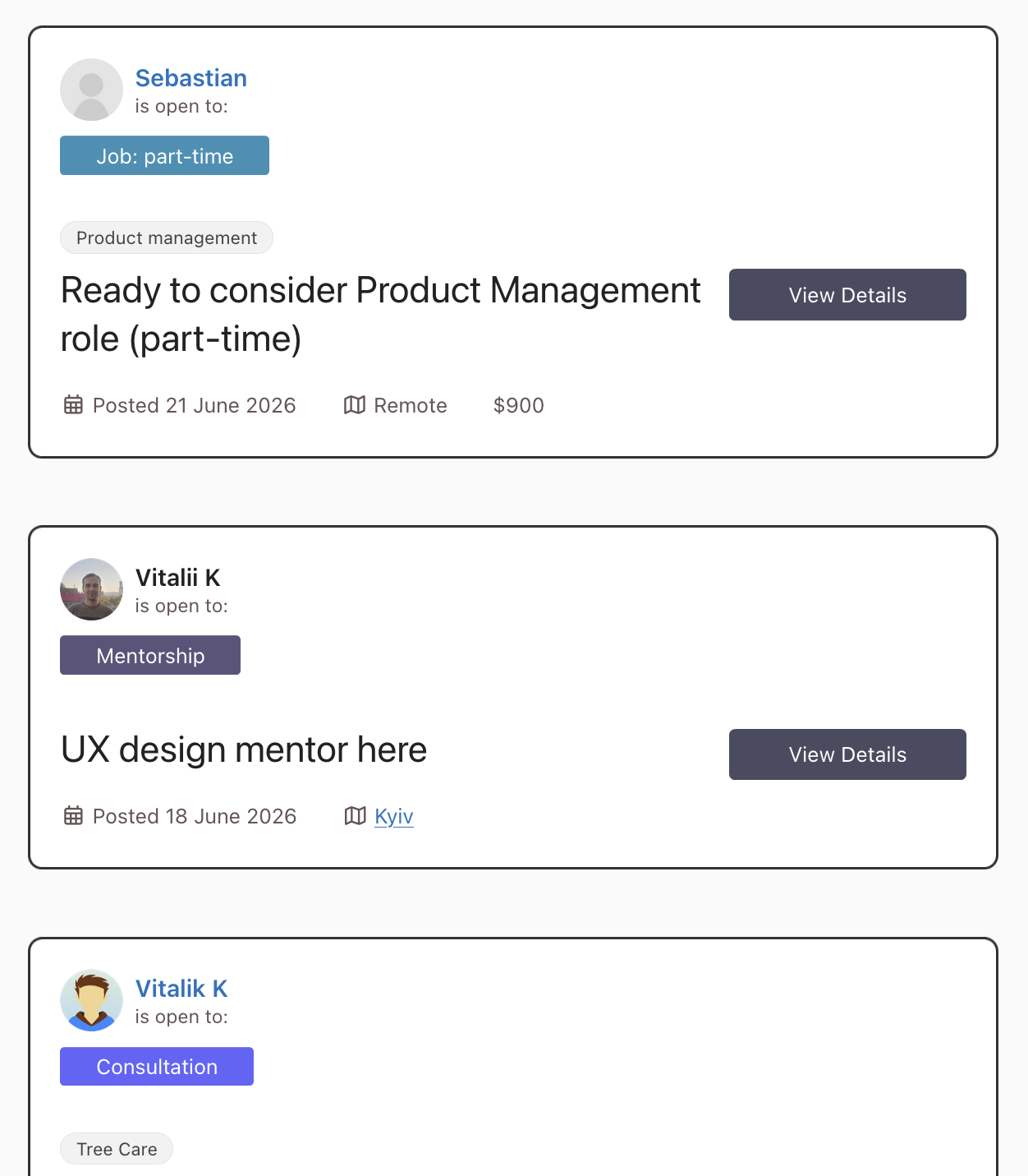 Users and open-to posts on Prohood